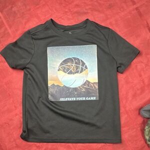Old Navy Active Boys Basketball Graphic T-Shirt Black S (6-7) Moisture Wicking